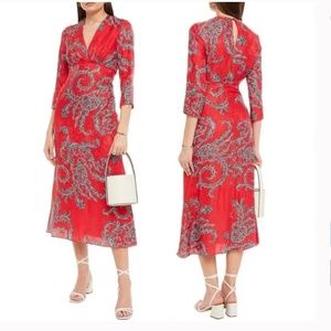 Sandro Paris Talina Paisley-Print Satin-Jacquard Midi Dress